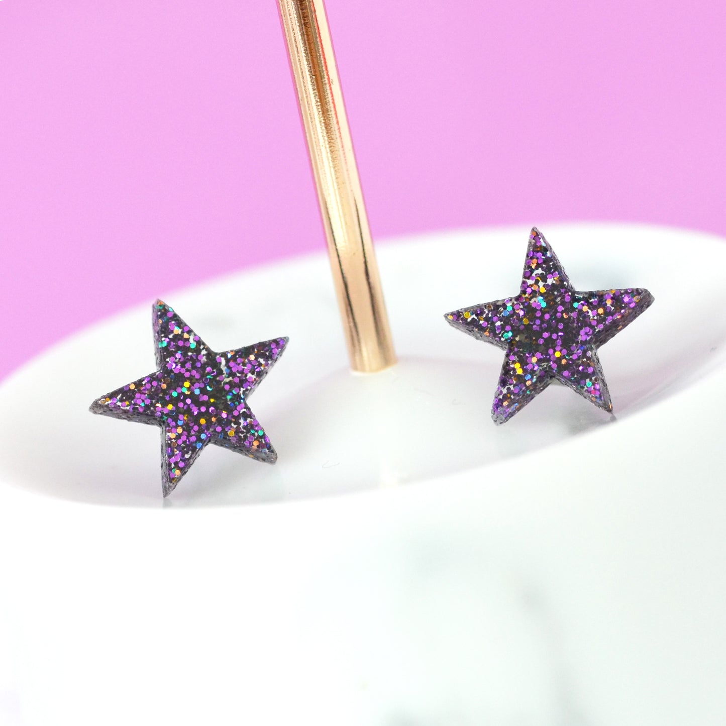 NEW Cosmic Wonky Glitter Celestial Stars Earring Studs