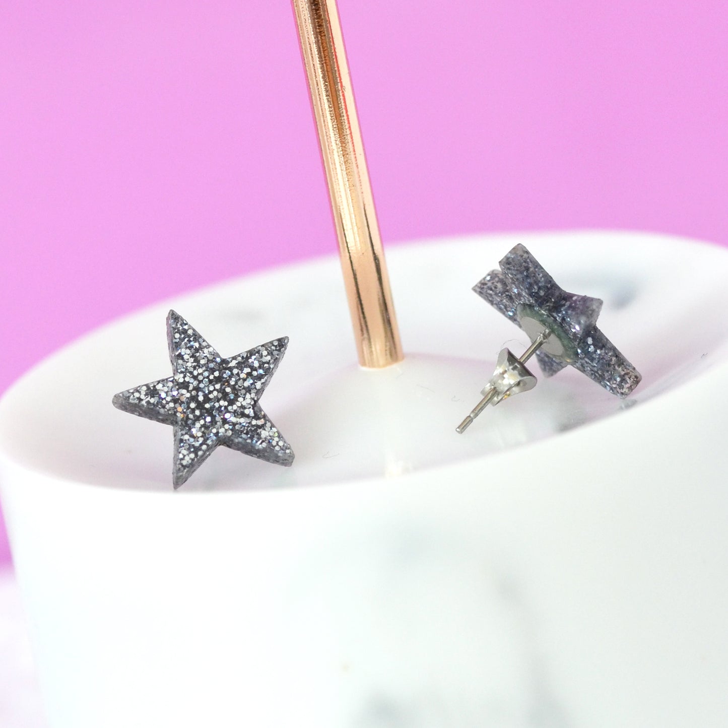 NEW Cosmic Wonky Glitter Celestial Stars Earring Studs