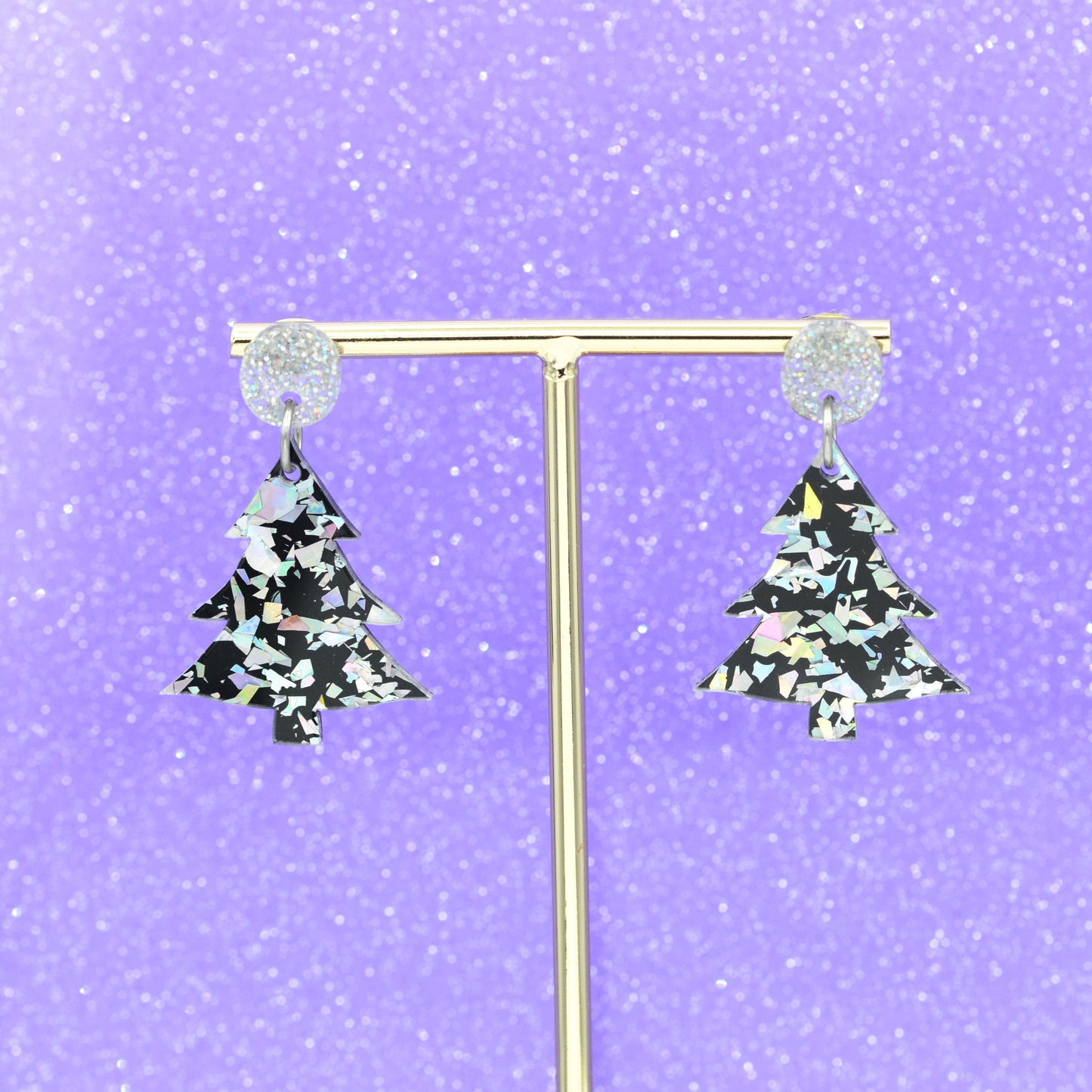 Festive Disco Confetti Acrylic Christmas Tree Dangle Earrings