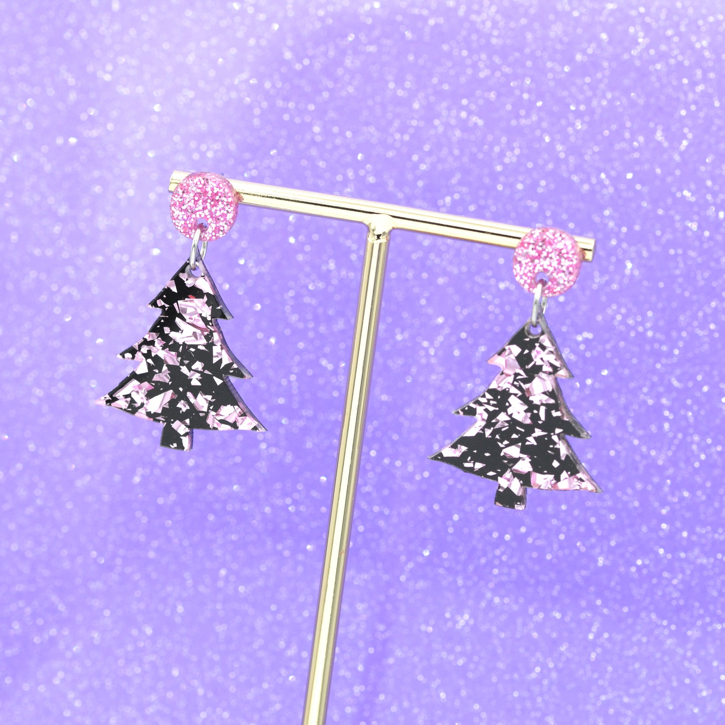 Festive Disco Confetti Acrylic Christmas Tree Dangle Earrings