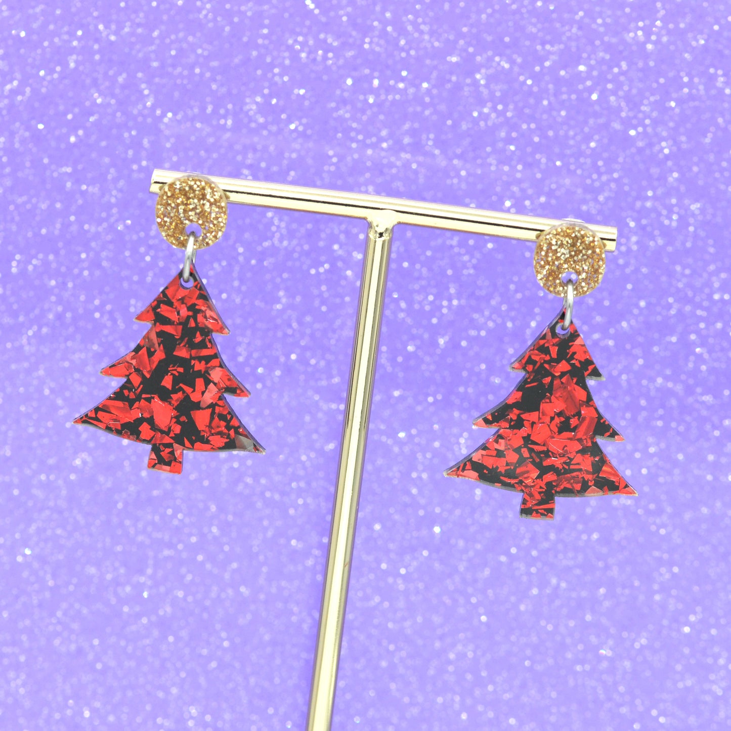 Festive Disco Confetti Acrylic Christmas Tree Dangle Earrings