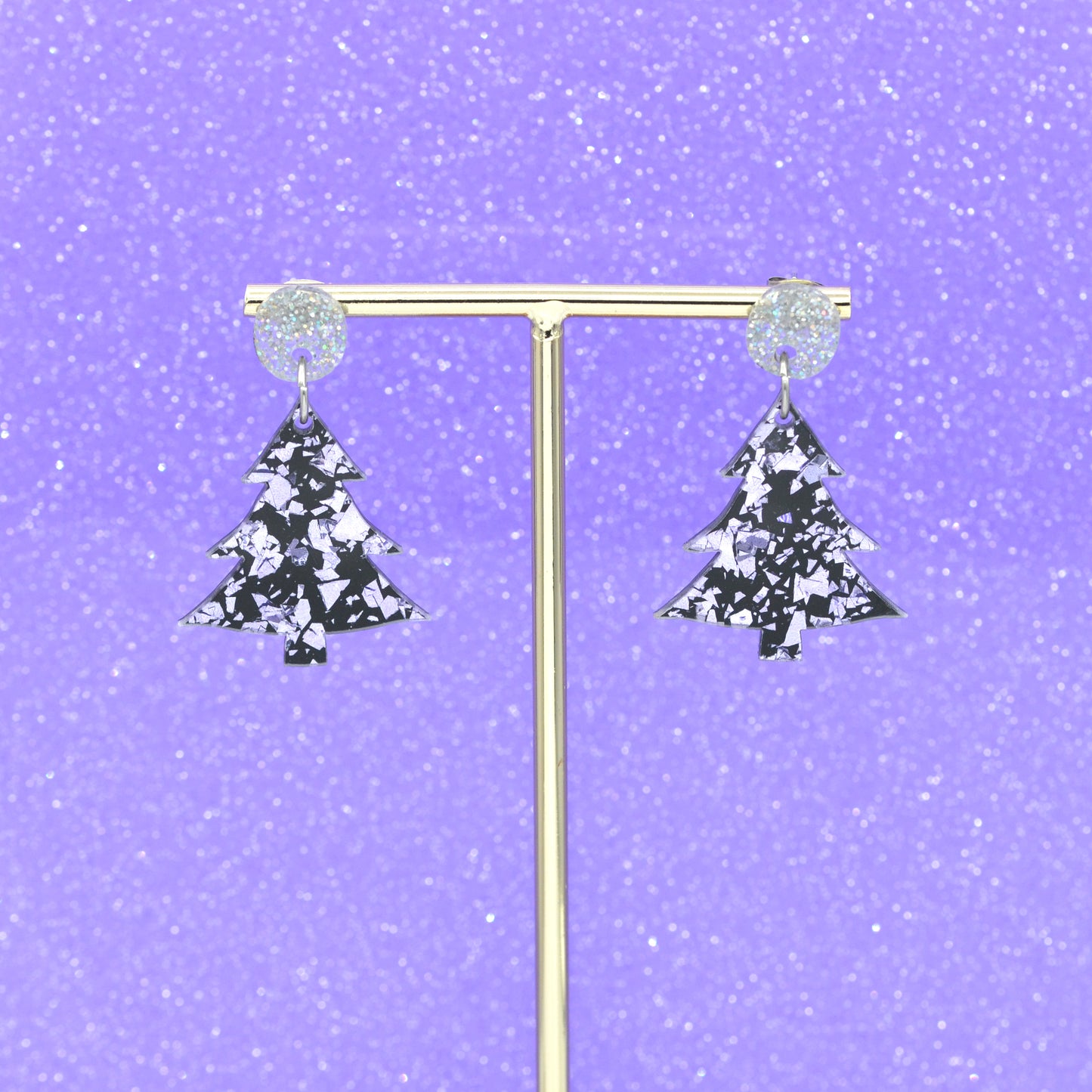 Festive Disco Confetti Acrylic Christmas Tree Dangle Earrings