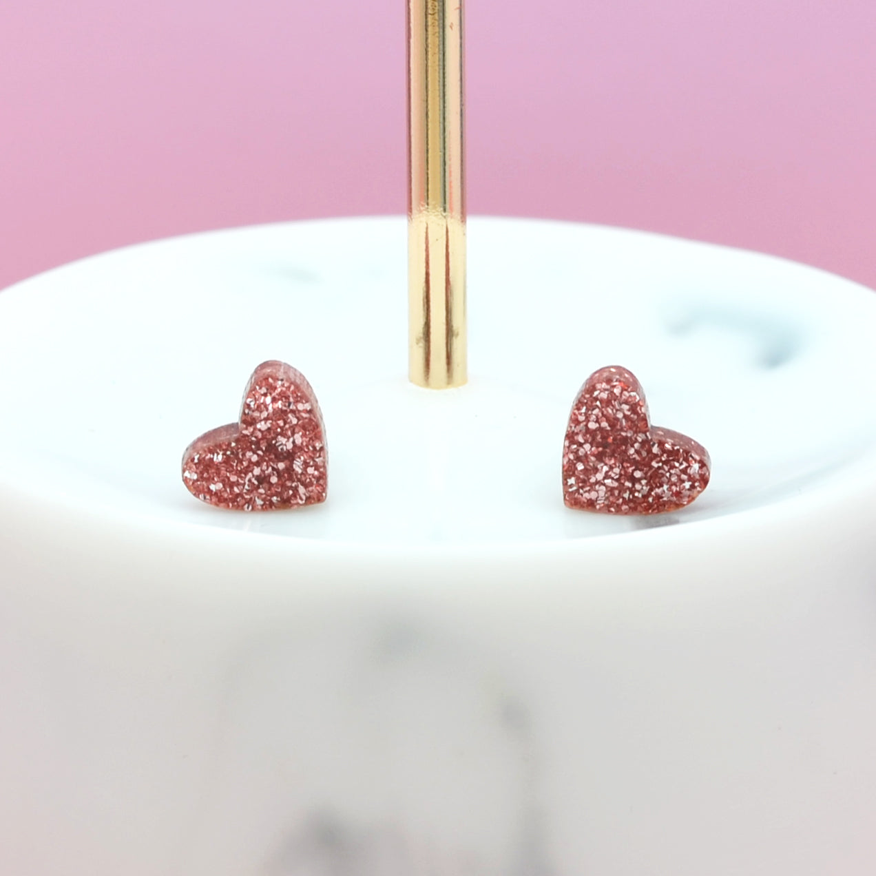 NEW Mini Laser Cut Glitter Acrylic Heart Stud Earrings