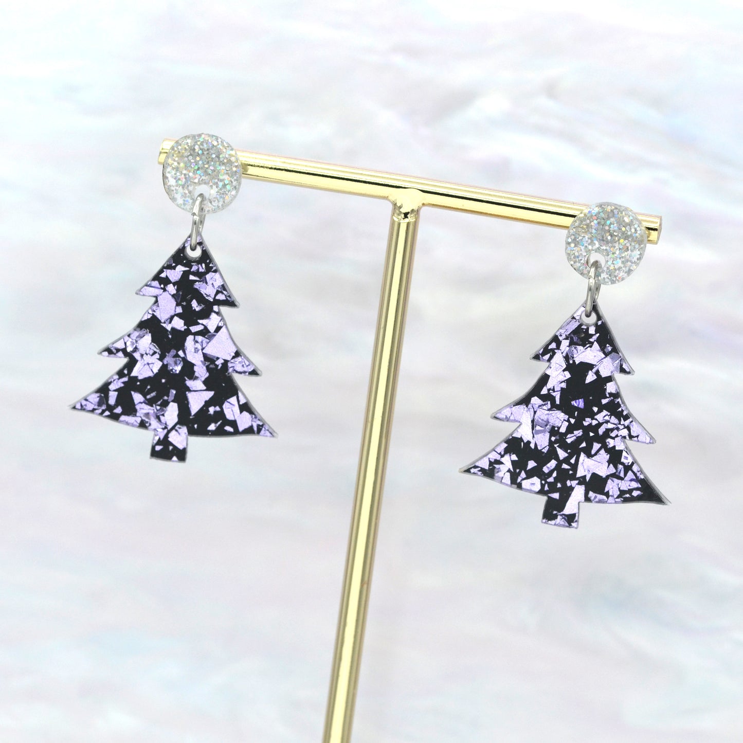 Festive Disco Confetti Acrylic Christmas Tree Dangle Earrings