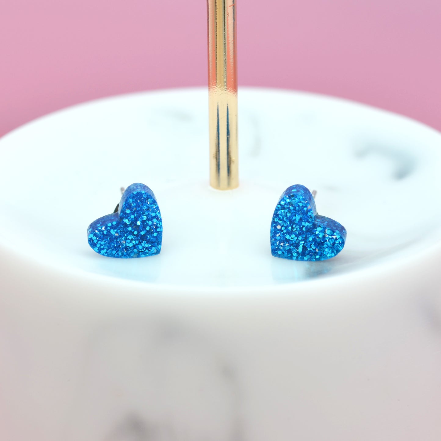 NEW Mini Laser Cut Glitter Acrylic Heart Stud Earrings