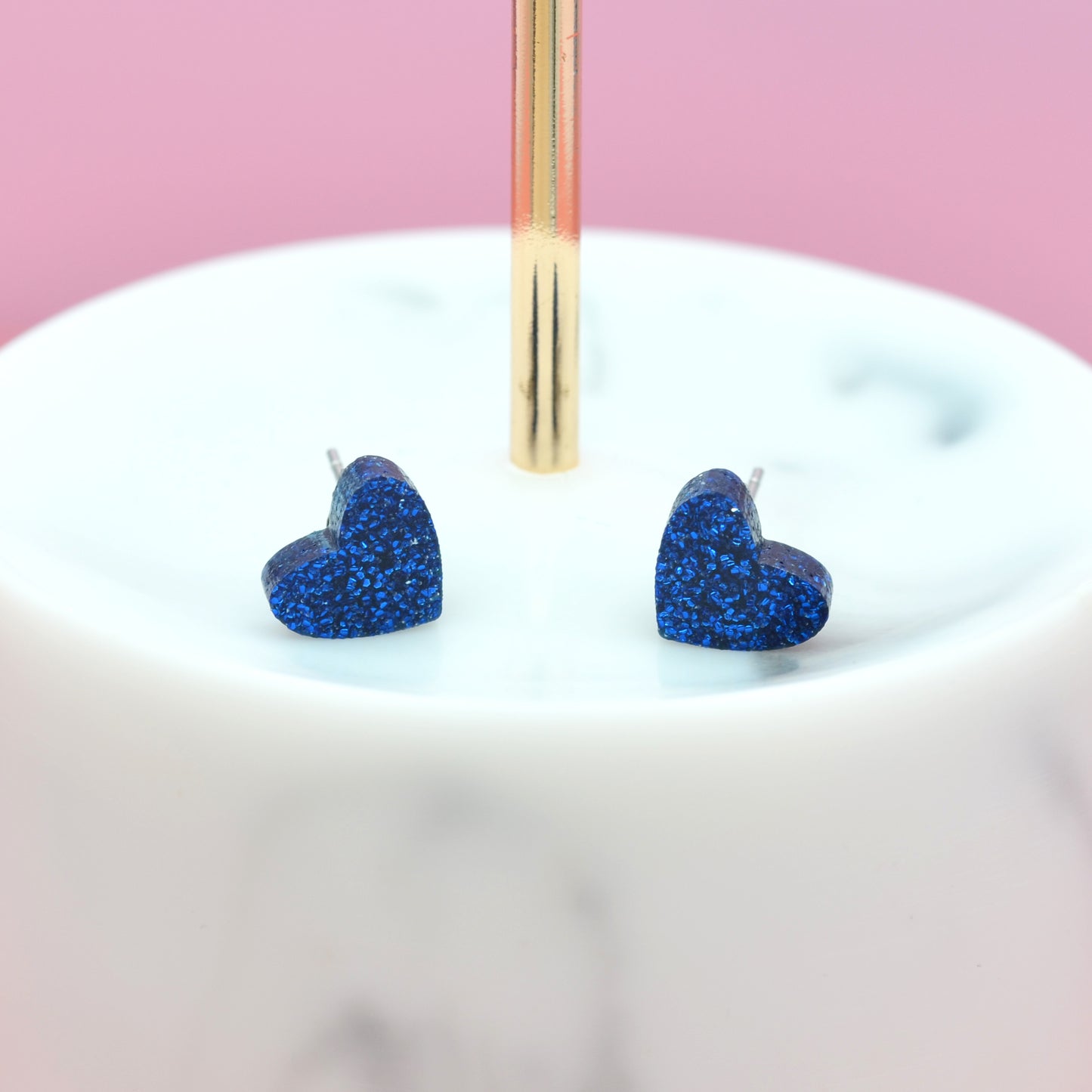 NEW Mini Laser Cut Glitter Acrylic Heart Stud Earrings