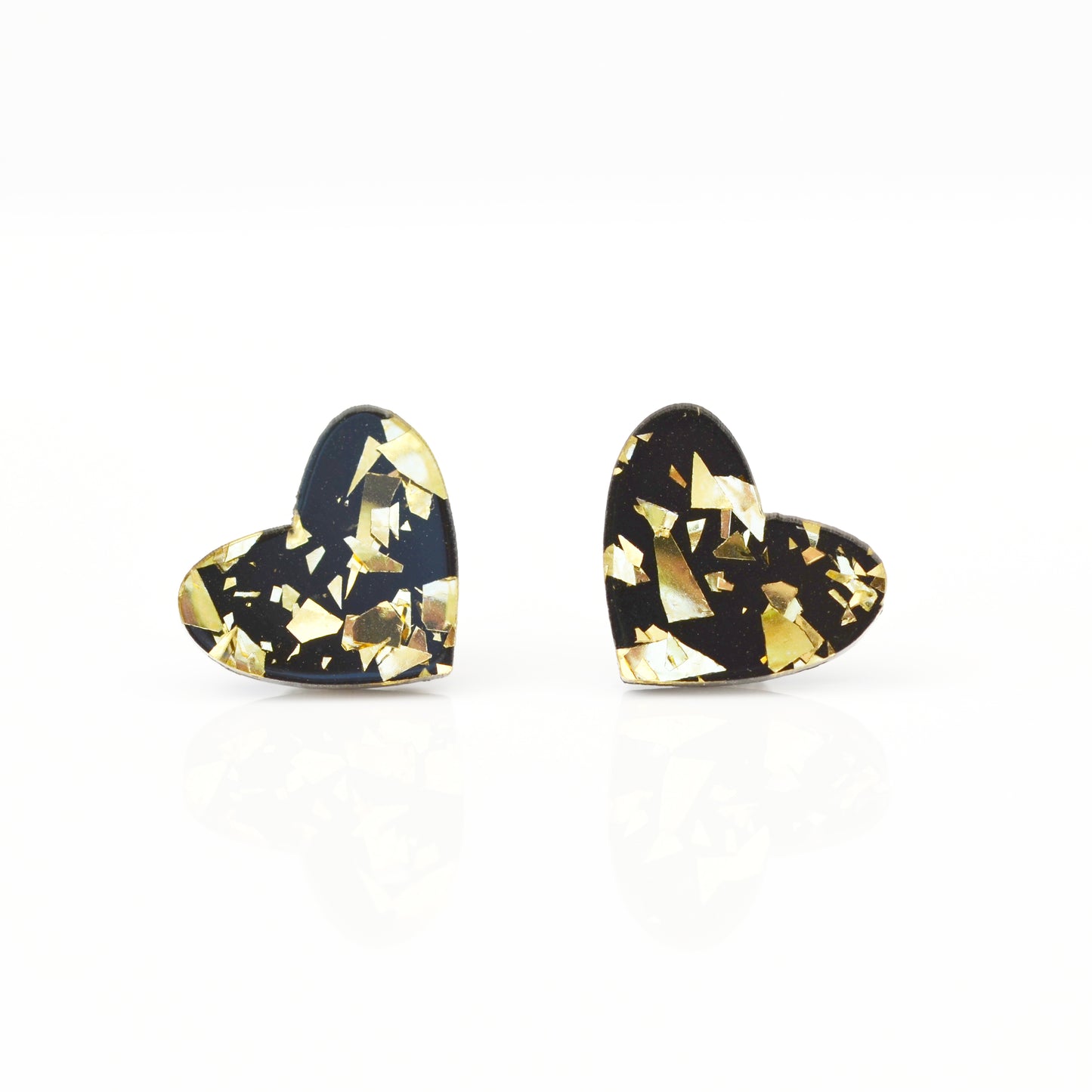 Disco Confetti Acrylic Heart Stud Earrings