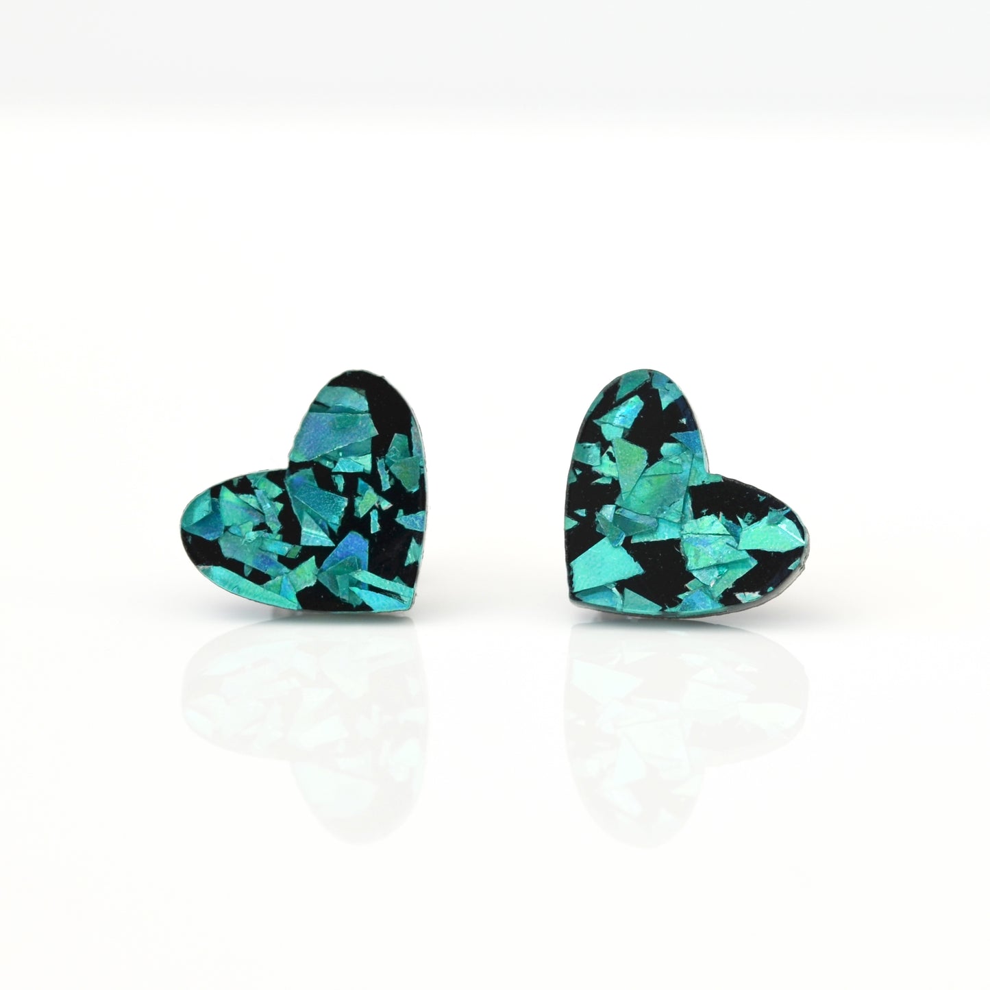 Disco Confetti Acrylic Heart Stud Earrings