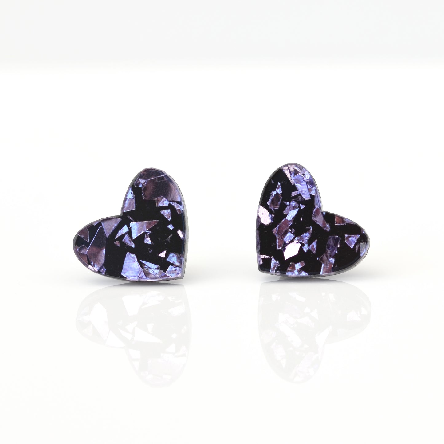 Disco Confetti Acrylic Heart Stud Earrings